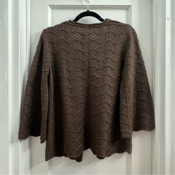 Tweeds Cardigan Brown Angora Rabbit Hair Wool Blend 3/4 sleeve, size L - Picture 4 of 5